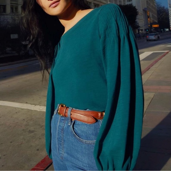 Nation LTD Tops - Nation LTD Sabine Balloon Sleeve Top Size Small Deep Teal Green